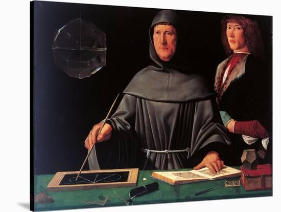 Portrait of the Mathematician Fra Luca Pacioli and His Student-Jacopo De Barbari-Stretched Canvas