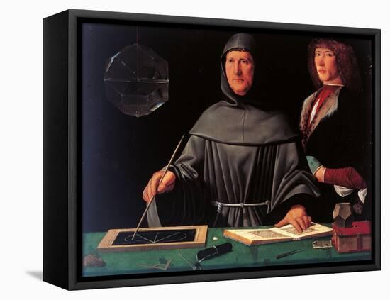 Portrait of the Mathematician Fra Luca Pacioli and His Student-Jacopo De Barbari-Framed Stretched Canvas