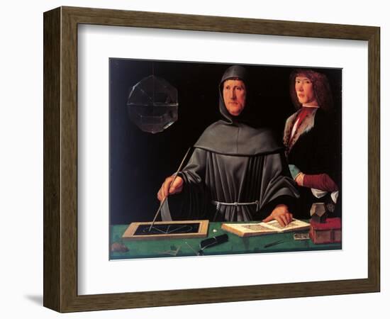 Portrait of the Mathematician Fra Luca Pacioli and His Student-Jacopo De Barbari-Framed Giclee Print