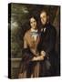 Portrait of the Mercantile Couple Knobloch, Frankfurt, 1851-Eduard Ihlee-Stretched Canvas