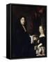 Portrait of the Organist Charles Couperin (1638-167) with the Daughter-Claude Lefèbvre-Framed Stretched Canvas