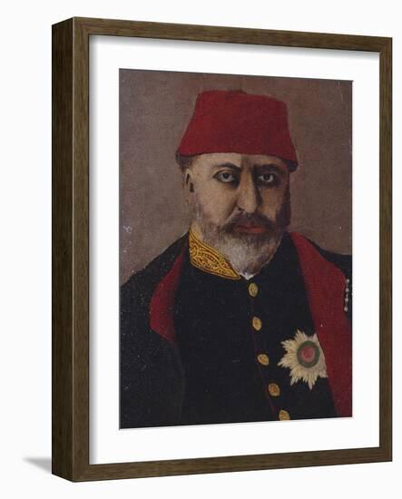 Portrait of the Ottoman Sultan, Abdel Aziz (1861-76)-Turkish School-Framed Giclee Print