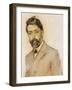 Portrait of the Painter Lluis Graner (1863-1929), Detail, 1899-1905 (Drawing)-Ramon Casas i Carbo-Framed Giclee Print