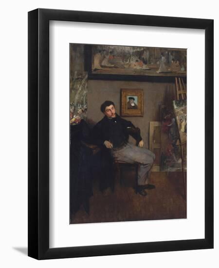 Portrait of the painter Tissot, 1867-8-Edgar Degas-Framed Premium Giclee Print