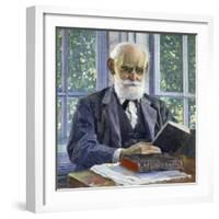 Portrait of the Physiologist, Psychologist, and Physician Ivan P. Pavlov, (1849-193), 1930-Mikhail Vasilyevich Nesterov-Framed Giclee Print