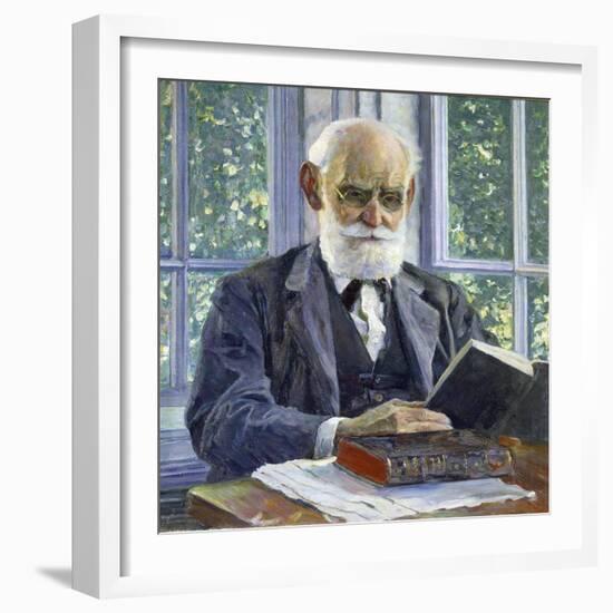 Portrait of the Physiologist, Psychologist, and Physician Ivan P. Pavlov, (1849-193), 1930-Mikhail Vasilyevich Nesterov-Framed Giclee Print