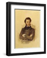 Portrait of the Poet Aleksandr Sergeevich Pushkin-Pyotr Fyodorovich Sokolov-Framed Giclee Print