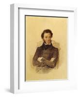 Portrait of the Poet Aleksandr Sergeevich Pushkin-Pyotr Fyodorovich Sokolov-Framed Giclee Print