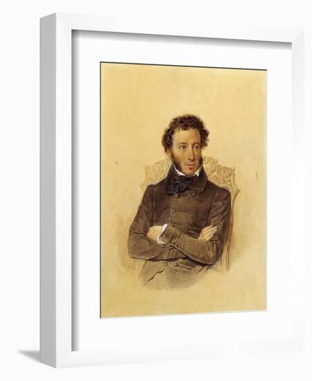 Portrait of the Poet Aleksandr Sergeevich Pushkin-Pyotr Fyodorovich Sokolov-Framed Giclee Print