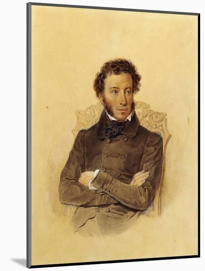 Portrait of the Poet Aleksandr Sergeevich Pushkin-Pyotr Fyodorovich Sokolov-Mounted Giclee Print