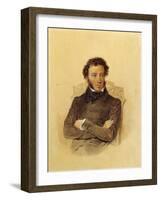 Portrait of the Poet Aleksandr Sergeevich Pushkin-Pyotr Fyodorovich Sokolov-Framed Giclee Print