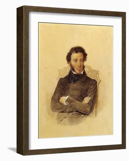 Portrait of the Poet Aleksandr Sergeevich Pushkin-Pyotr Fyodorovich Sokolov-Framed Giclee Print