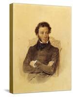 Portrait of the Poet Aleksandr Sergeevich Pushkin-Pyotr Fyodorovich Sokolov-Stretched Canvas