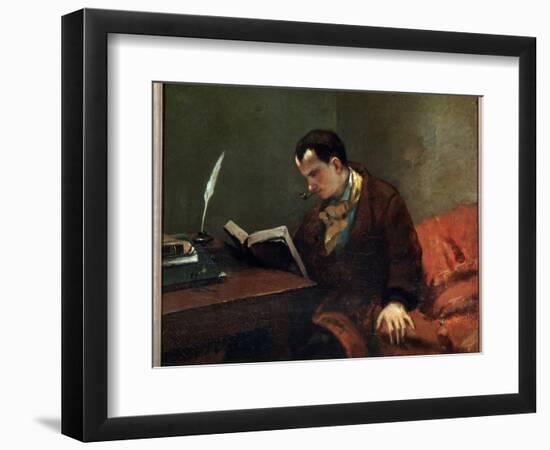 Portrait of the Poet Charles Baudelaire - Oil on Canvas, 1847-Gustave Courbet-Framed Giclee Print