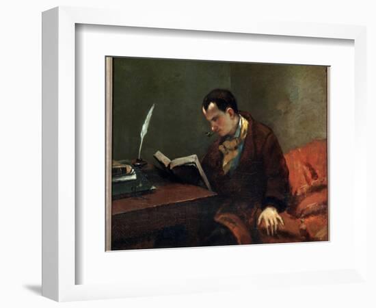 Portrait of the Poet Charles Baudelaire - Oil on Canvas, 1847-Gustave Courbet-Framed Giclee Print