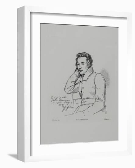 Portrait of the Poet Heinrich Heine (1797-185) after Franz Kugler from 1829, 1854-Eduard Mandel-Framed Giclee Print