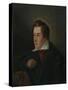 Portrait of the Poet Heinrich Heine (1797-185)-Moritz Daniel Oppenheim-Stretched Canvas