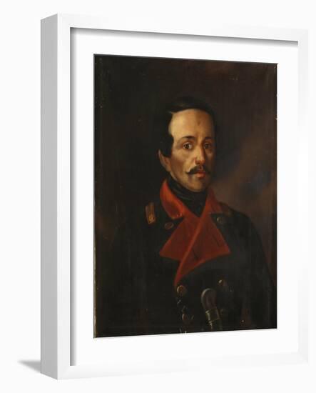 Portrait of the Poet Mikhail Lermontov (1814-184), 1854-1858-Nikolay Ivanovich Polivanov-Framed Giclee Print