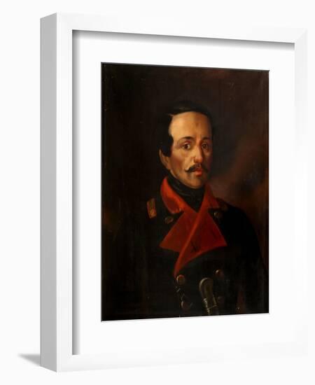 Portrait of the Poet Mikhail Lermontov (1814-1841)-Nikolay Ivanovich Polivanov-Framed Giclee Print