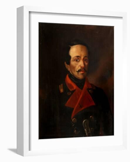 Portrait of the Poet Mikhail Lermontov (1814-1841)-Nikolay Ivanovich Polivanov-Framed Giclee Print