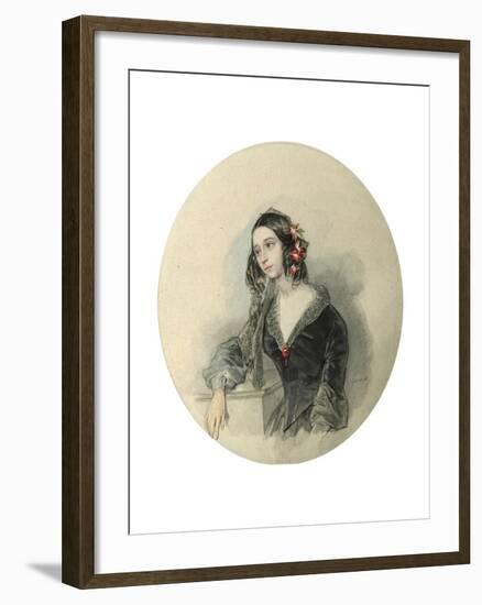 Portrait of the Poetess Yevdokiya Rostopchina, (1811-185), 1846-Pyotr Fyodorovich Sokolov-Framed Giclee Print