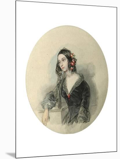 Portrait of the Poetess Yevdokiya Rostopchina, (1811-185), 1846-Pyotr Fyodorovich Sokolov-Mounted Giclee Print