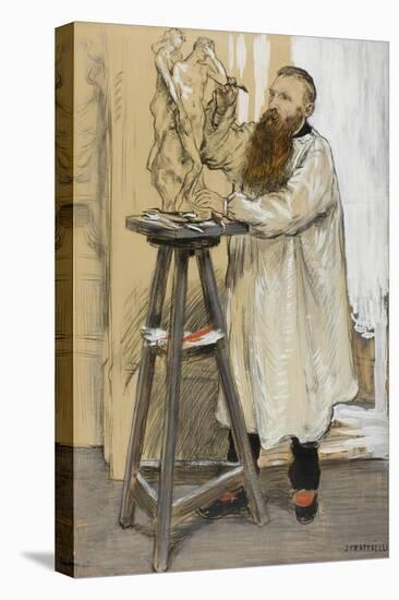 Portrait of the Sculptor Auguste Rodin in His Studio, C.1889-Jean Francois Raffaelli-Stretched Canvas