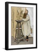 Portrait of the Sculptor Auguste Rodin in His Studio, C.1889-Jean Francois Raffaelli-Framed Giclee Print