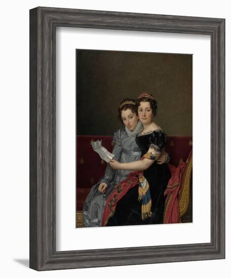 Portrait of the Sisters Zénaïde and Charlotte Bonaparte, 1821-Jacques Louis David-Framed Giclee Print