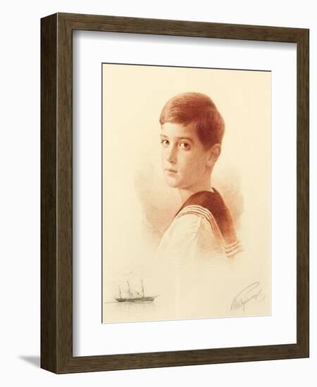 Portrait of the Successor to the Throne Tsarevich Alexei Nikolaevich of Russia, 1913-Mikhail Viktorovich Rundaltsov-Framed Giclee Print