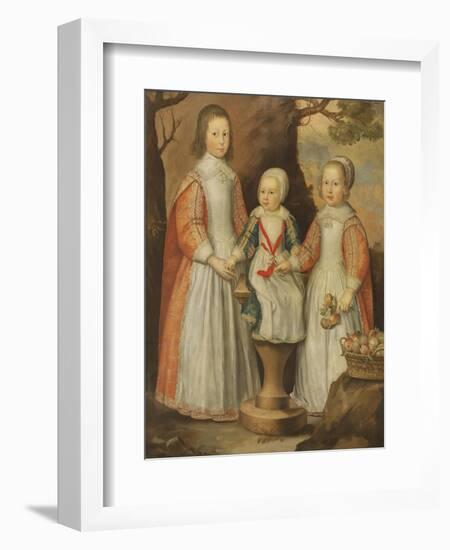 Portrait of the Three Children of George Preston of Holker, 1650-Gerrit van Honthorst-Framed Giclee Print