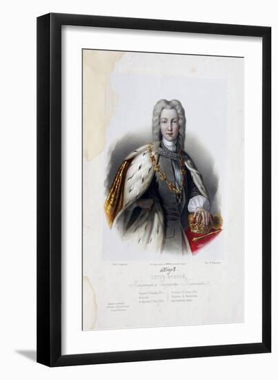 Portrait of the Tsar Peter II of Russia (1715-173)-Pyotr Fyodorovich Borel-Framed Giclee Print