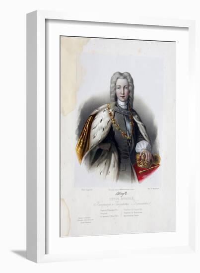 Portrait of the Tsar Peter II of Russia (1715-173)-Pyotr Fyodorovich Borel-Framed Giclee Print