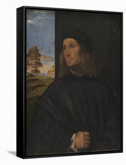 Portrait of the Venetian Painter Giovanni Bellini?, 1511-12-Titian (Tiziano Vecelli)-Framed Stretched Canvas