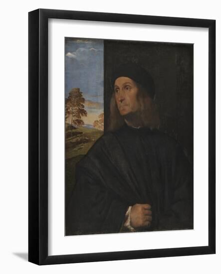 Portrait of the Venetian Painter Giovanni Bellini?, 1511-12-Titian (Tiziano Vecelli)-Framed Giclee Print