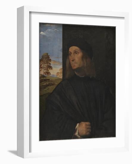 Portrait of the Venetian Painter Giovanni Bellini?, 1511-12-Titian (Tiziano Vecelli)-Framed Giclee Print