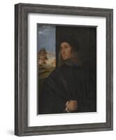 Portrait of the Venetian Painter Giovanni Bellini?, 1511-12-Titian (Tiziano Vecelli)-Framed Giclee Print