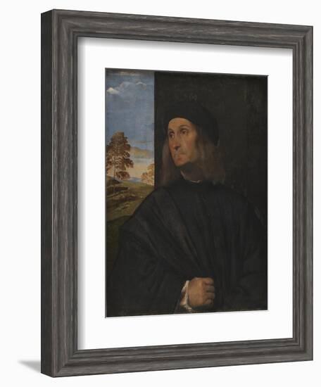 Portrait of the Venetian Painter Giovanni Bellini?, 1511-12-Titian (Tiziano Vecelli)-Framed Giclee Print