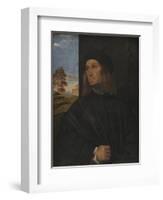 Portrait of the Venetian Painter Giovanni Bellini?, 1511-12-Titian (Tiziano Vecelli)-Framed Giclee Print