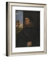 Portrait of the Venetian Painter Giovanni Bellini?, 1511-12-Titian (Tiziano Vecelli)-Framed Giclee Print