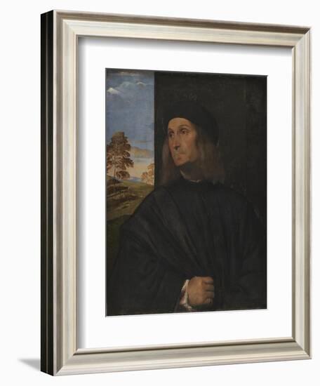 Portrait of the Venetian Painter Giovanni Bellini?, 1511-12-Titian (Tiziano Vecelli)-Framed Giclee Print