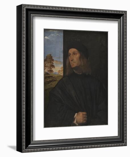 Portrait of the Venetian Painter Giovanni Bellini?, 1511-12-Titian (Tiziano Vecelli)-Framed Giclee Print