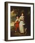 Portrait of the Vernon Children, the Little Girl Standing Full Length in a White Dress Tied with…-George Romney-Framed Giclee Print