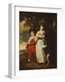 Portrait of the Vernon Children, the Little Girl Standing Full Length in a White Dress Tied with…-George Romney-Framed Giclee Print