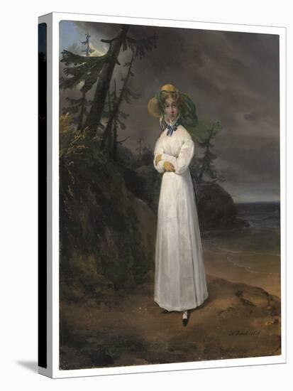 Portrait of the Widow Comtesse Jean-Henri-Louis Greffulhe in a Landscape, 1825 (Oil on Canvas)-Emile Jean Horace Vernet-Stretched Canvas