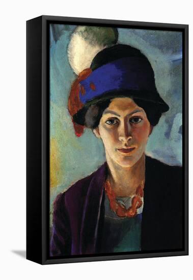 Portrait of The Wife of The Artist with a Hat-Auguste Macke-Framed Stretched Canvas