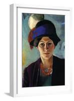 Portrait of The Wife of The Artist with a Hat-Auguste Macke-Framed Art Print