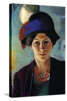 Portrait of The Wife of The Artist with a Hat-Auguste Macke-Stretched Canvas