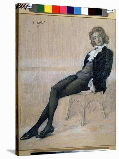 Portrait of the Writer Zinaida Gippius (1869-1945). (Chalk and Sanguine)-Leon Bakst-Stretched Canvas