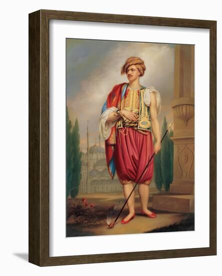 Portrait of Thomas Hope in Turkish Costume (After William Beeche), Early 19th C-Henry Bone-Framed Giclee Print